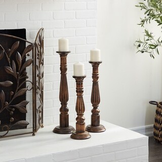 3 Candle Brown Mango Wood Candle Holder, Set of 3 - Bed Bath & Beyond ...