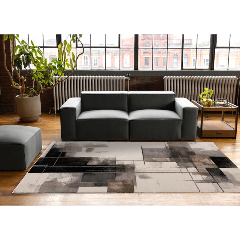 Shade White Black Taupe Brown Modern High-Traffic Rug