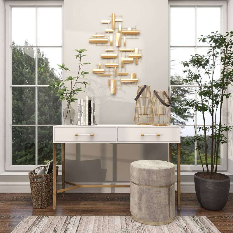 CosmoLiving by Cosmopolitan Gold Metal 3D Stripe Geometric Home Wall Decor