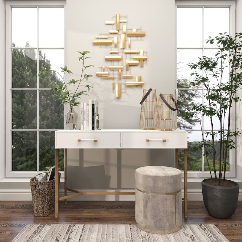 Metal Geometric 3D Stripe Home Wall Decor - Gold - CosmoLiving by Cosmopolitan