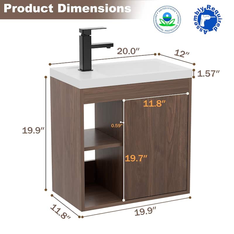 Single-Door Wall Cabinet with Integrated Basin