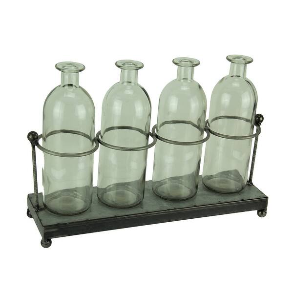 Shop 4 Glass Jar Bud Vases In Rustic Metal Tray 9 75 X 14 X 4