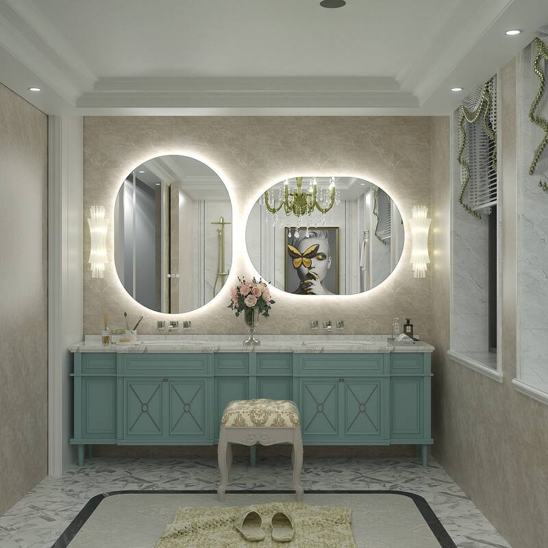 UL Certified Oval LED Lighted Anti-fog Wall Bathroom Vanity Mirror