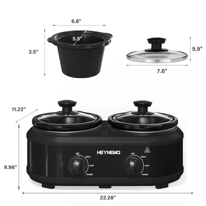 Dual Slow Cooker, Buffet Servers and Warmer, Black