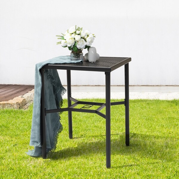 Mesh garden table with sales parasol hole