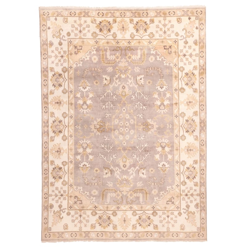 ECARPETGALLERY Hand-knotted Royal Oushak Light Grey Wool Rug - 8'10 x 12'1