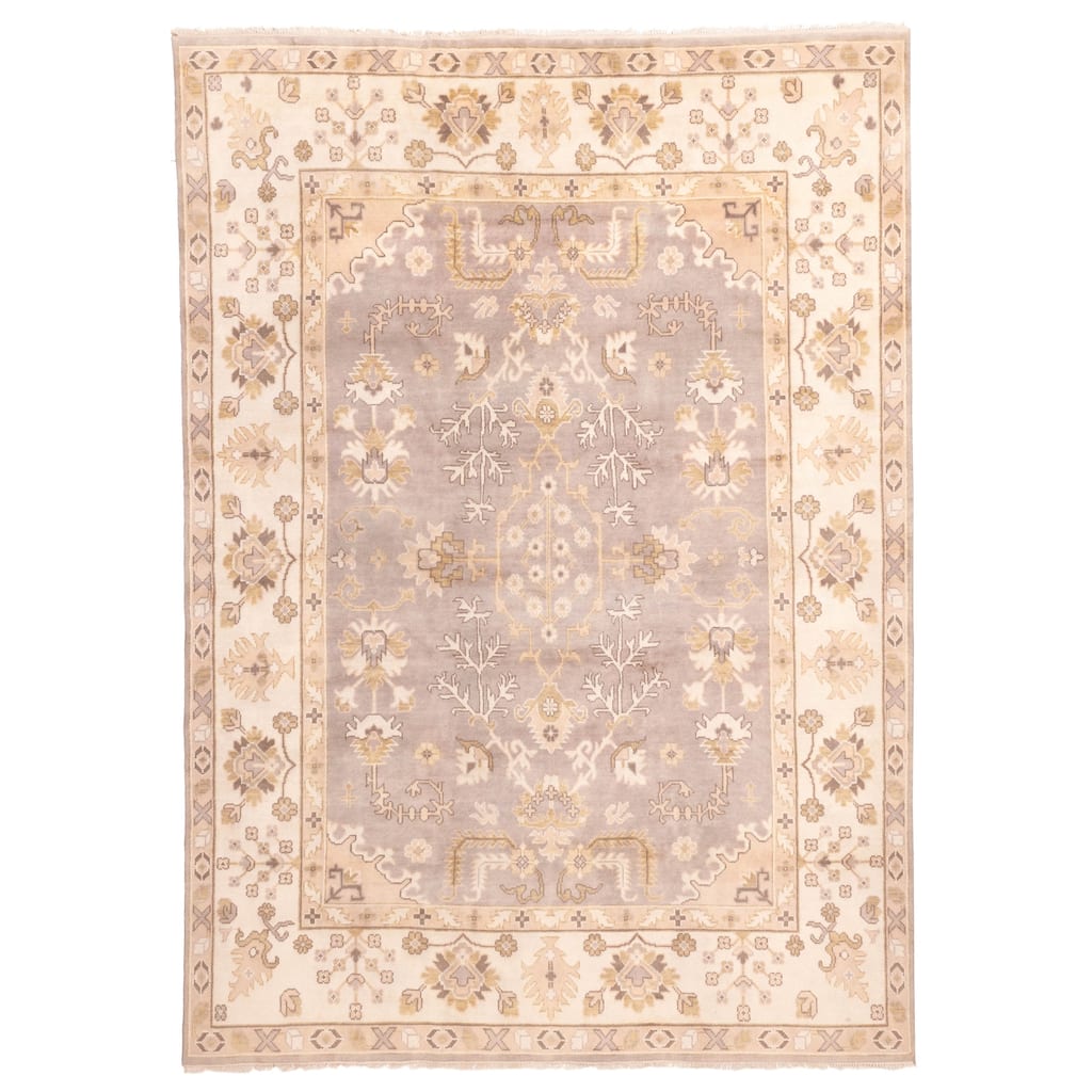 ECARPETGALLERY Hand-knotted Royal Oushak Light Grey Wool Rug - 8'10 x 12'1