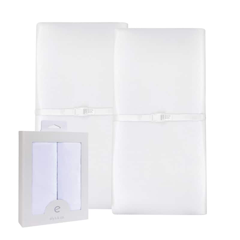 Ely's & Co. Baby Fitted Changing Pad Cover - Cradle Sheet Set - 2 Pack - 32" x 16" - Solid White