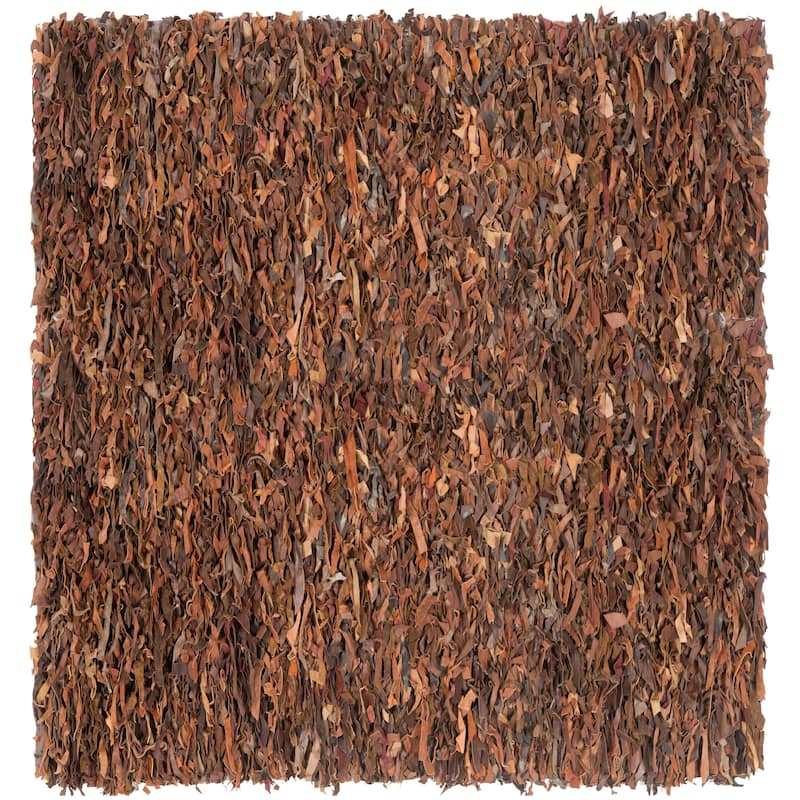 SAFAVIEH Handmade Leather Shag Carlijn Modern Leather Rug