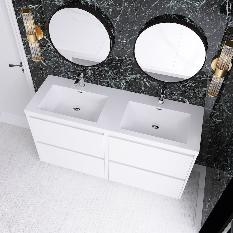 Freestanding Bathroom Vanity with Integrated Resin Top