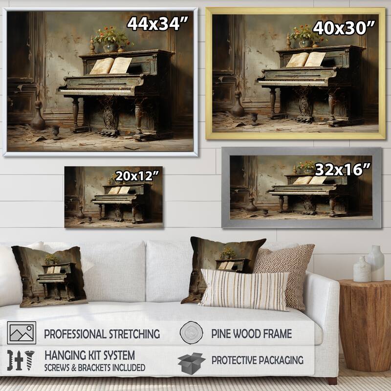 Designart "Vintage Piano Pianos Past II" Piano Wall Art