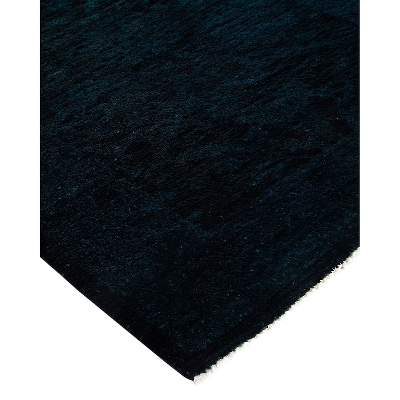 Overton Hand Knotted Wool Vintage Inspired Modern Contemporary Overdyed Black Runner Rug - 2' 7" x 19' 6"