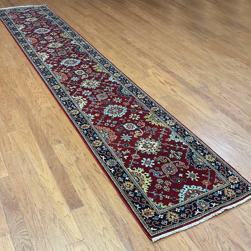 HERAT ORIENTAL Hand-knotted 2'5 x 12' Indo Serapi Wool Runner - 2'5" x 12'2"