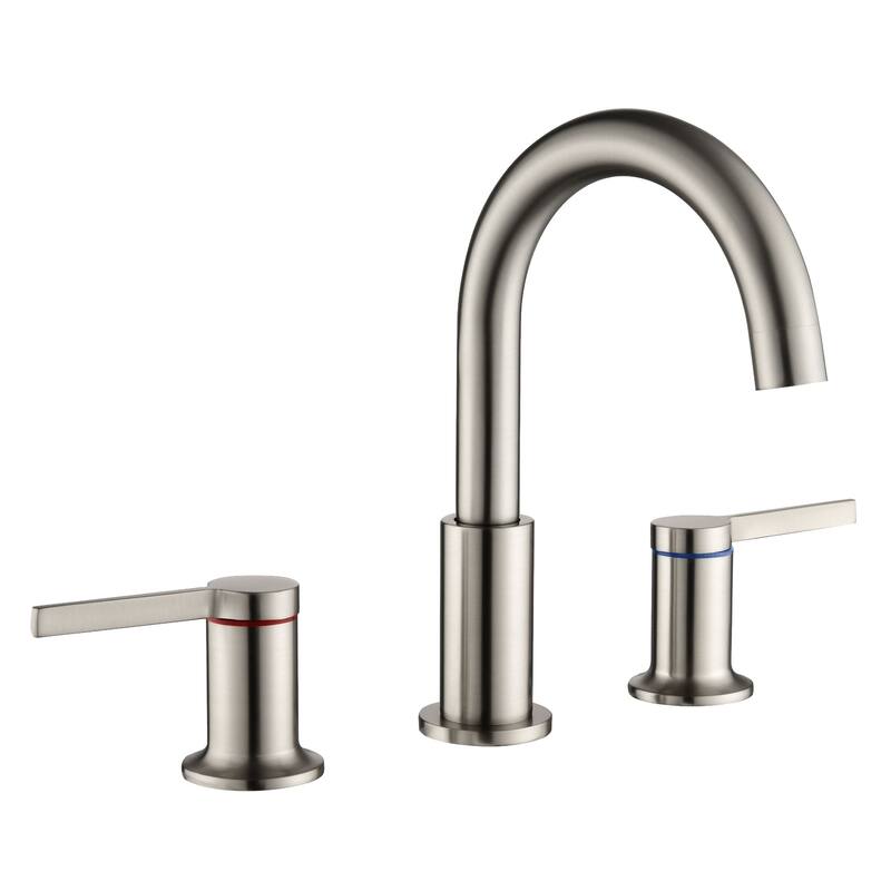 8 Inch Widespread Bathrom Faucet 3 Hoes Modern Bathroom Sink Faucet Double Handle Vanity Basin Faucets Mixer Taps With Valve - Brushed Nickel