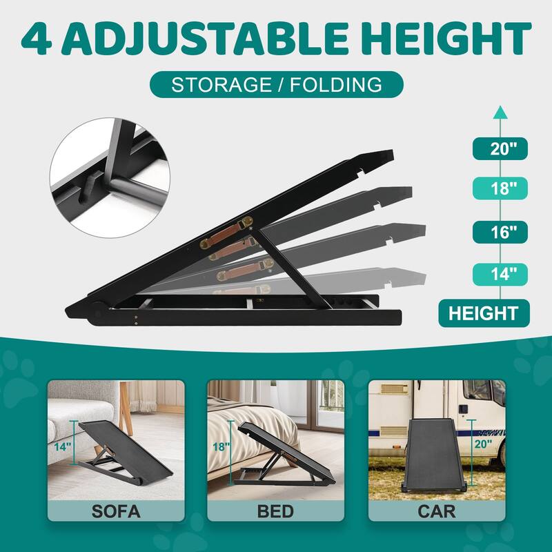 DoCred Pet Ramp, Portable Adjustable Height Folding Dog Ramp