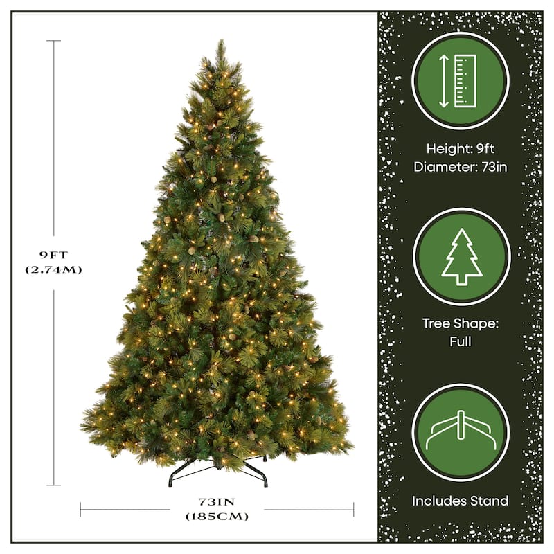 National Tree Company 9 ft. Carolina Pine Christmas Tree with Clear Lights - 9 Foot