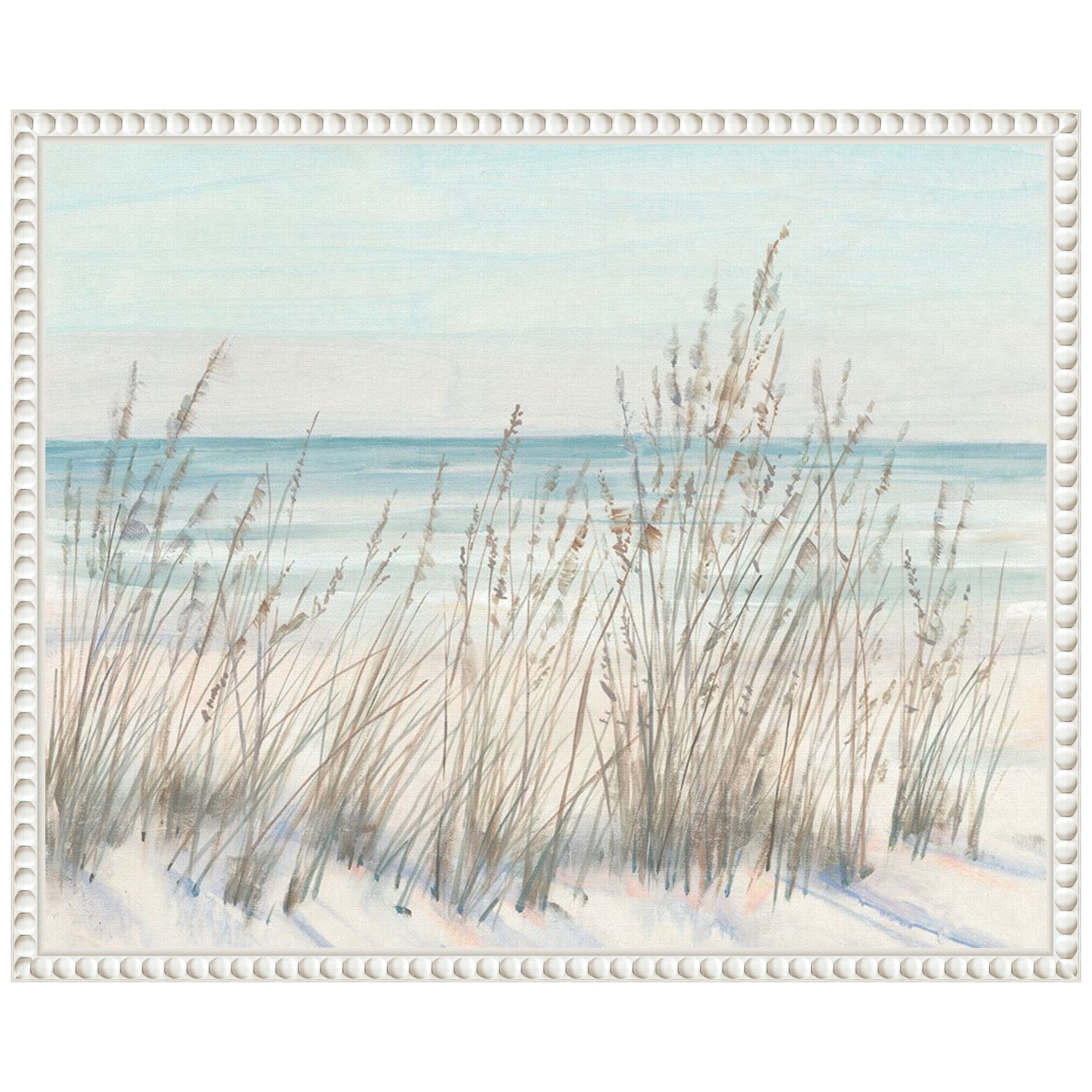 Beach Grass II by Tim Otoole Framed Canvas Wall Art - Sylvie Beaded White