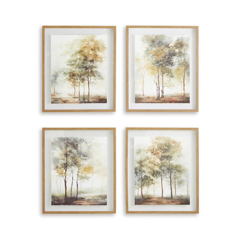Signature Design by Ashley Bryneford Green/White Wall Art (Set of 4)