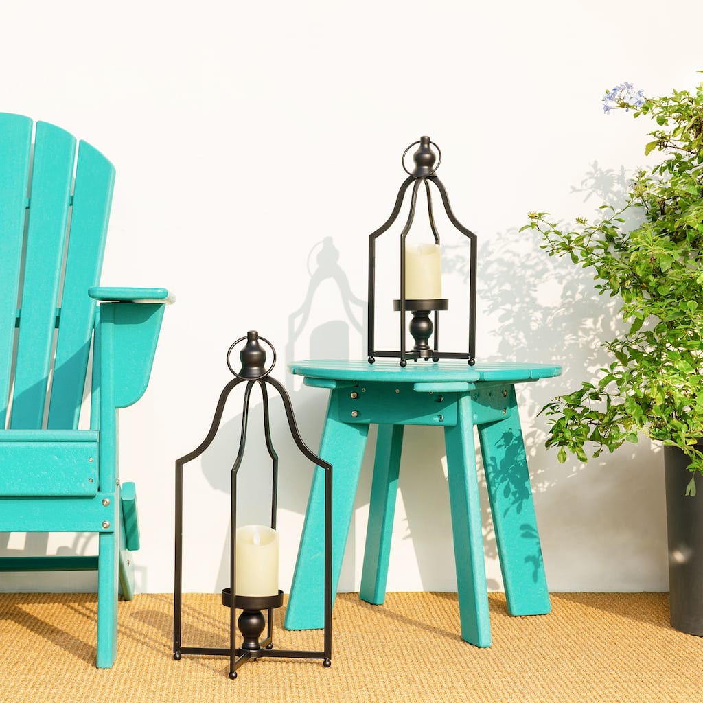 Glitzhome Modern Black Metal Foldable Lanterns Christmas Hanging Candle Holders