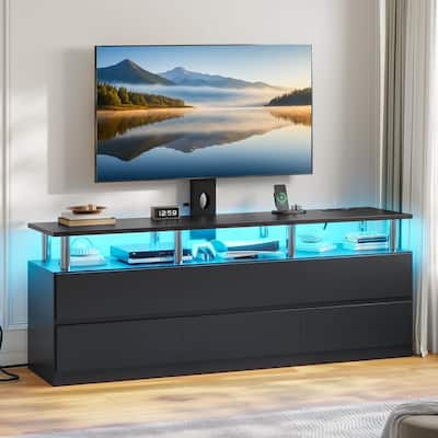 LED TV Stand with Mount Power Outlet TV Mount for 32 to 75 in TVs Drawers