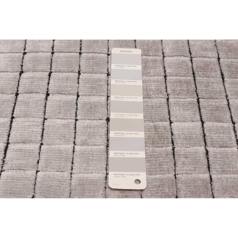 ECARPETGALLERY Hand Loomed Elysian Grey Viscose Rug - 6'8 x 9'5