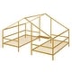 preview thumbnail 15 of 18, Double Twin Size Metal Kids Platform Bed Frame, Modern House Bed with Built-in Small Bedside Table