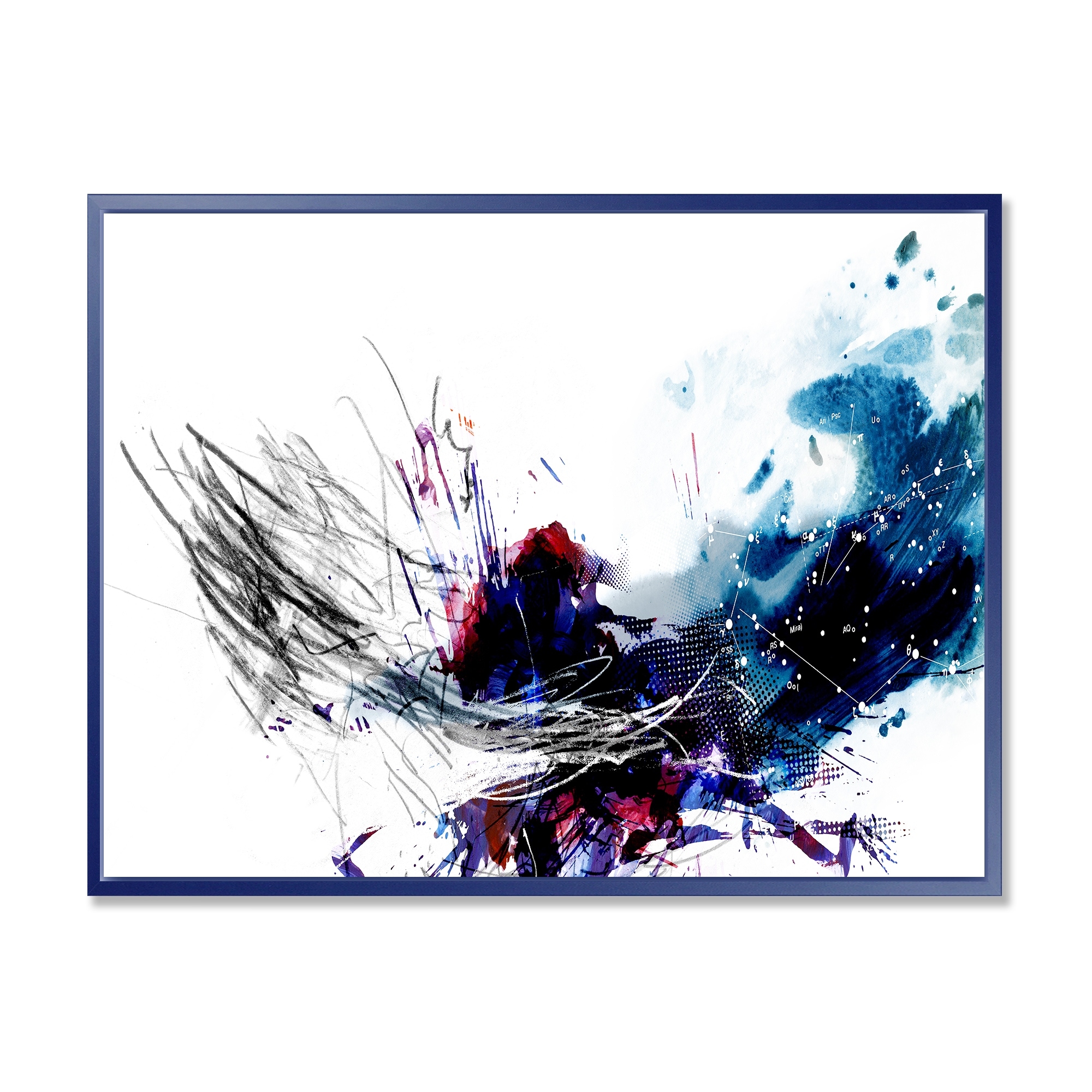 Designart Dark Blue Multicolor Stain Abstract Watercolor Canvas Print -  Bed Bath & Beyond - 11614857