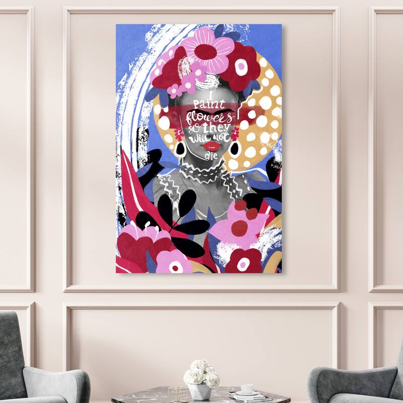 Wynwood Studio Canvas Typography and Quotes Paint Flowers Pink and Lavender Modern & Contemporary Wall Art Canvas Print - 54 x 36