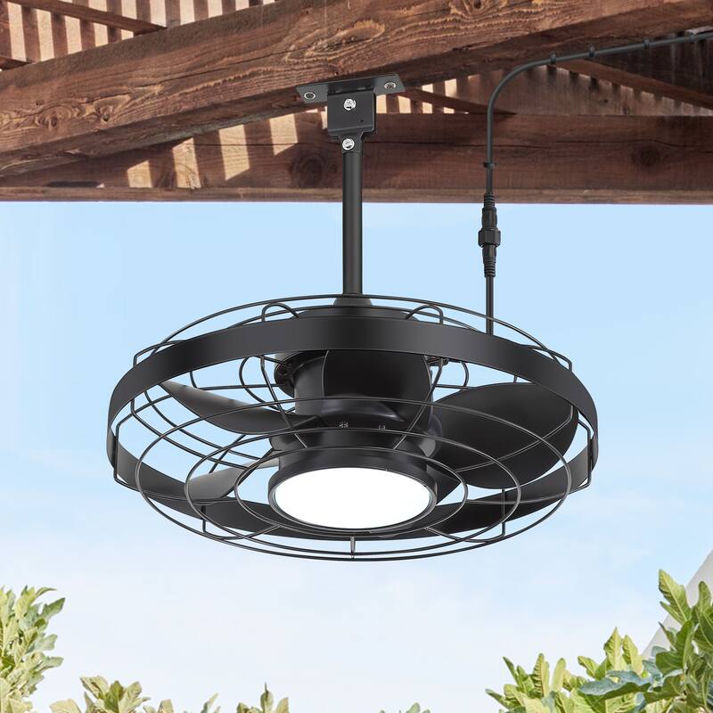 20" 5-Blade Waterproof Plug-in Outdoor Ceiling Fan with Dimmable LED Light and Remote