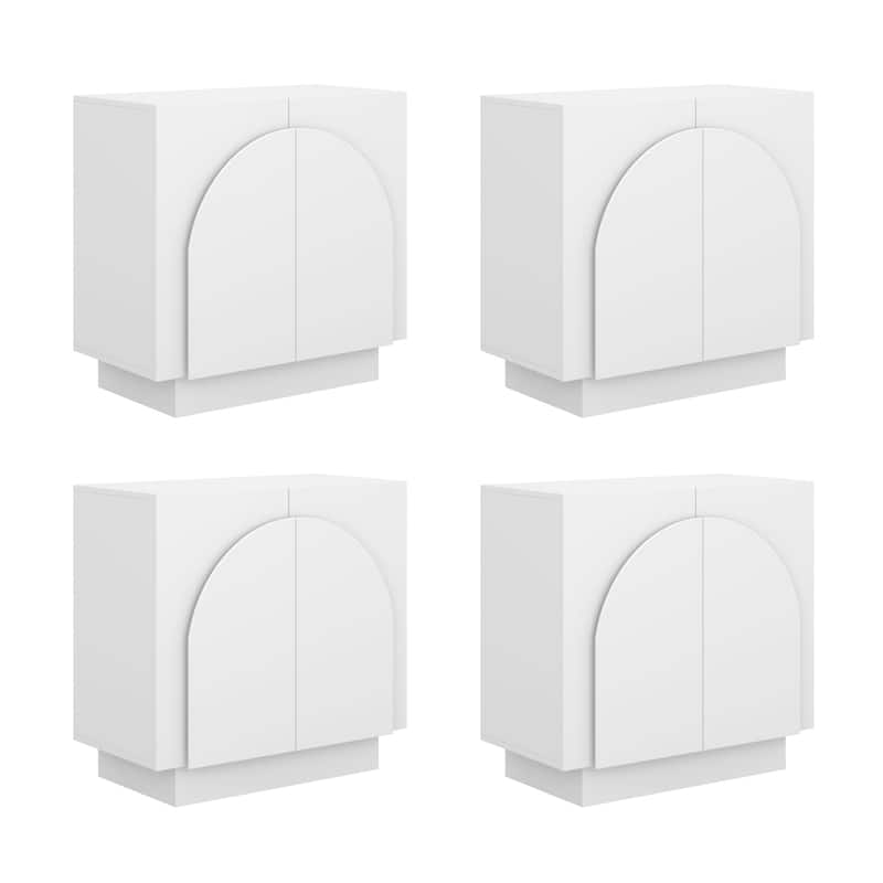 Iris Wooden Accent Cabinet, Sideboard Credenza or TV Stand with Arched Cabinet Doors and Adjustable Shelves