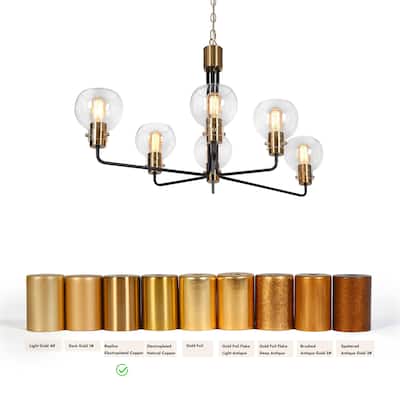 Modern Contemporary 6-Light Black Gold Chandeliers Glass Pendant Lights for Dining Room