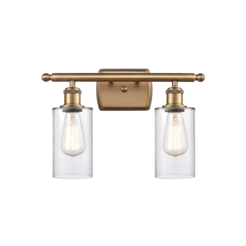 Innovations Lighting 516-2W-12-16 Clymer Vanity Clymer 2 Light 16" - Clear / Brushed Brass