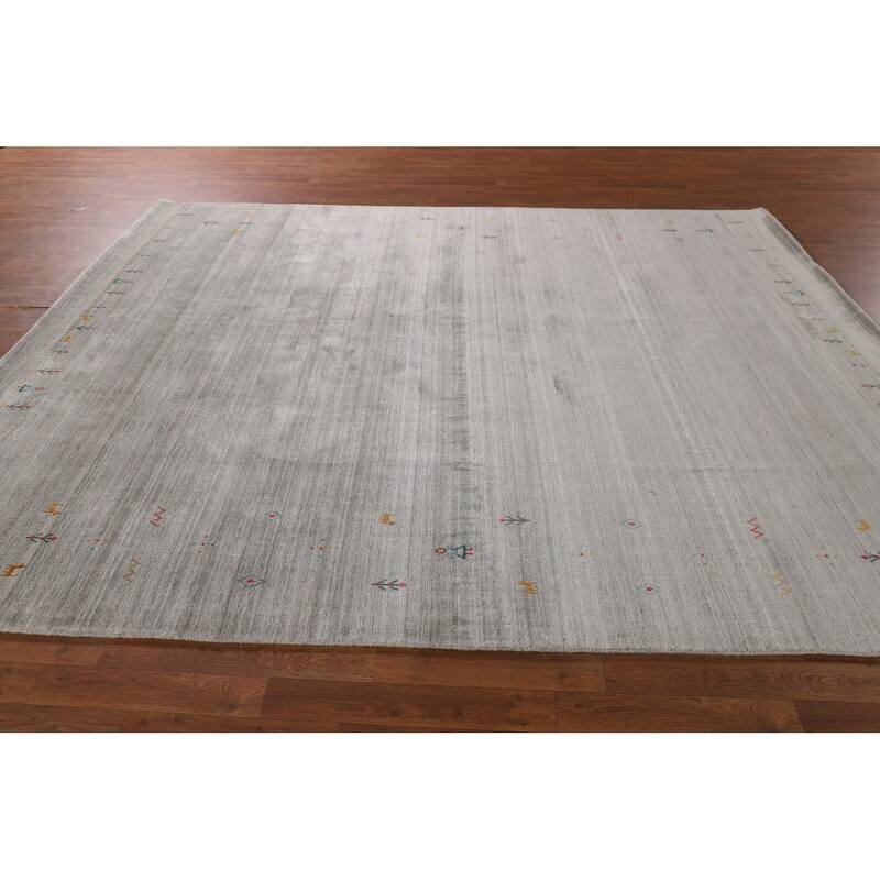 Beige Tribal Gabbeh Oriental Area Rug Handmade Wool Carpet - 7'11" x 9'8"