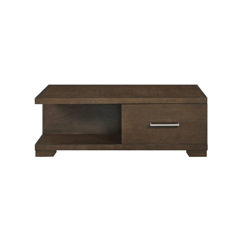 Duny Coffee Table with Open Shelf, 50 Inch, 1 Door, Espresso Brown