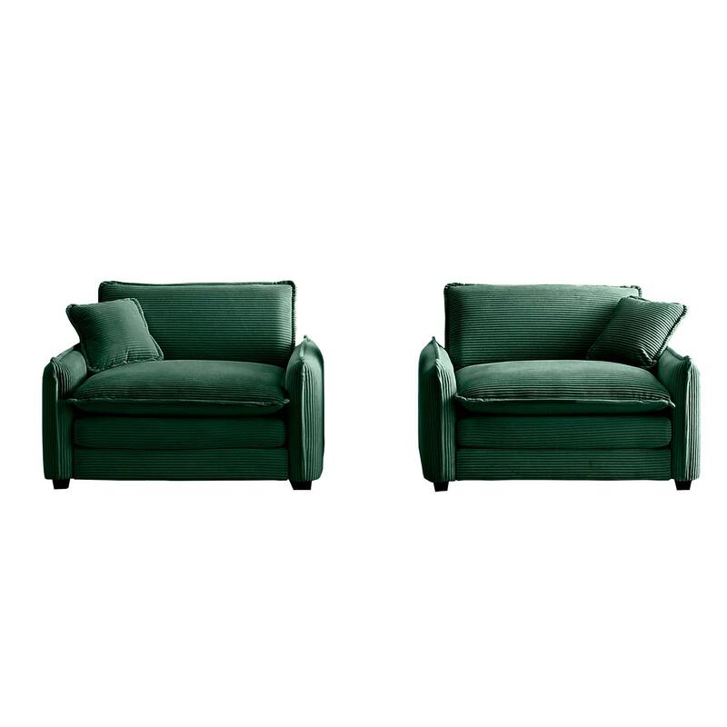Ergonomic Corduroy Single Deep Seat Sofa Chair, (Set of 2)