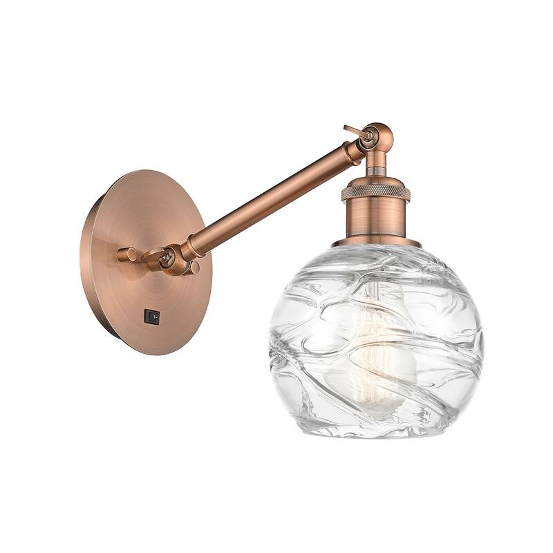 Innovations Lighting Ballston Athens Deco Swirl - 1 Light 6" Sconce - Arm Adjusts Up and Down - Antique Copper/Clear Deco Swirl