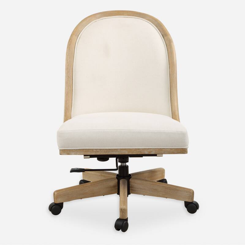 Solid Curved Back Adjustable Desk Chair - 37.5" - White and Brown