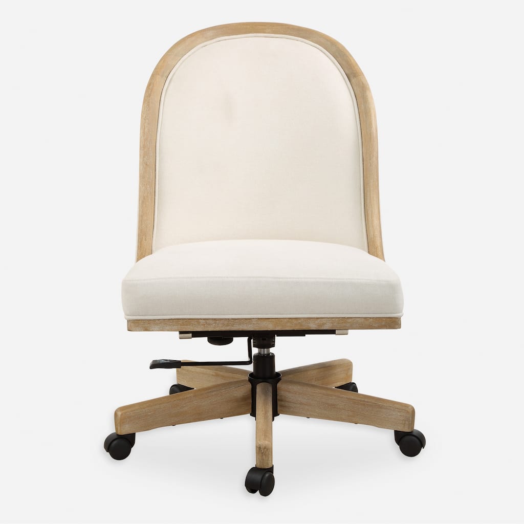 Solid Curved Back Adjustable Desk Chair - 37.5" - White and Brown