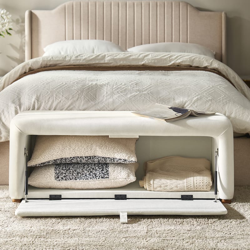 Gustavo Contemporary Storage Bench with Solid Wood Legs by HULALA HOME