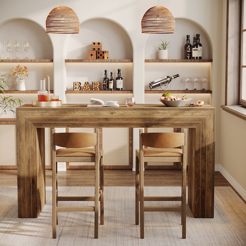 63-Inch Counter Height Bar Table, Home Bar Height Pub Table - N/A