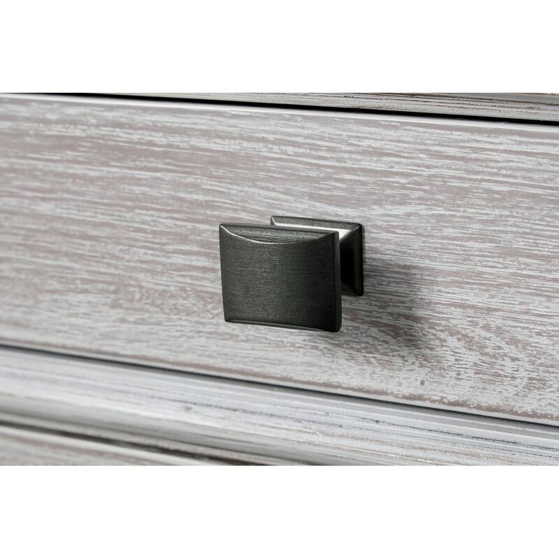 Transitional Nightstand - Weathered Gray Finish with Dental Molding & Metal Handles