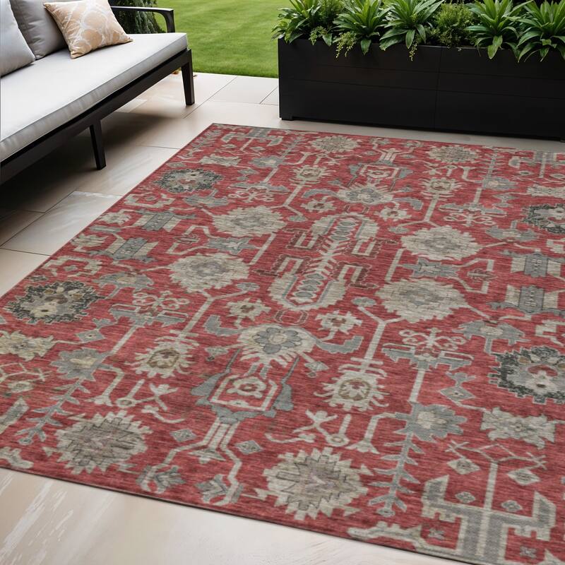 HomeRoots Oriental Traditional Rectangle Outdoor Rug - 5' X 8'
