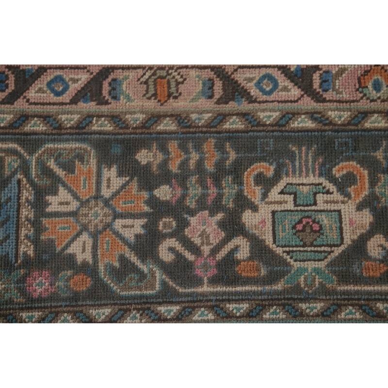 Over Dyed Blue Tabriz Persian Vintage Rug Hand-Knotted Wool Carpet - 8'0"x 10'11"