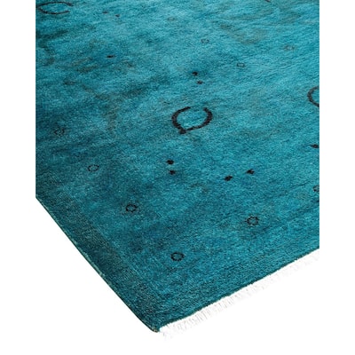 Vibrance, One-of-a-Kind Hand-Knotted Area Rug - Blue, 9' 2" x 11' 10" - 9' 2" x 11' 10"