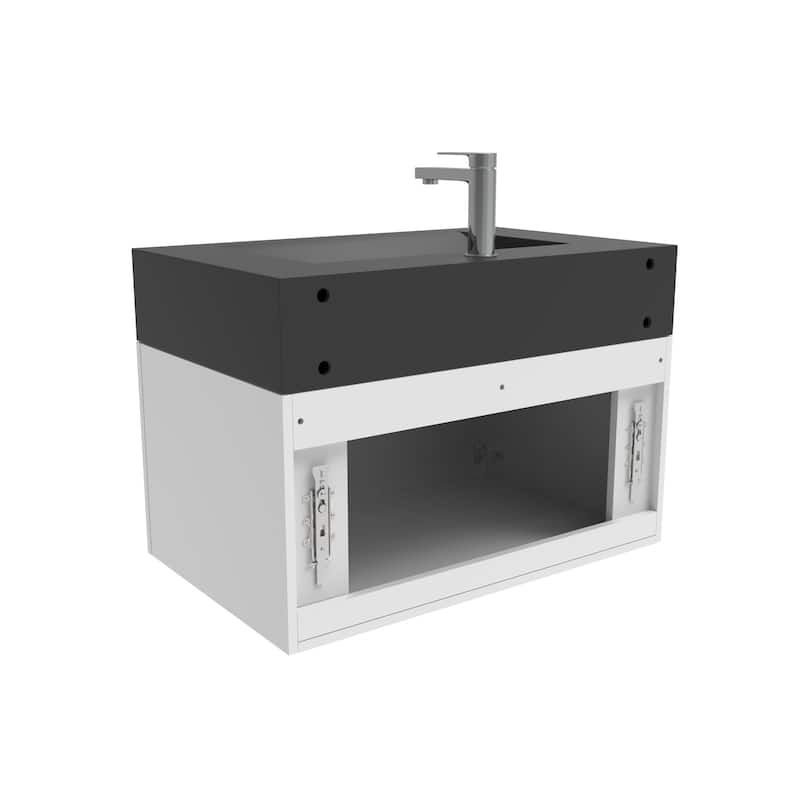 Nile 30-Inch Wall Mounted Bathroom Vanity Set w/ Black Top