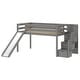 preview thumbnail 10 of 10, JACKPOT Contemporary Low Loft Twin Bed with Stairway, Slide and Tent