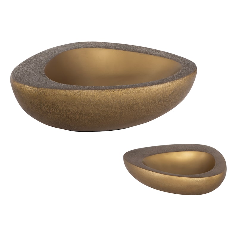 Uttermost Ovate Brass Bowls, Set Of 2 - 15"W x 4.5"H x 12"D