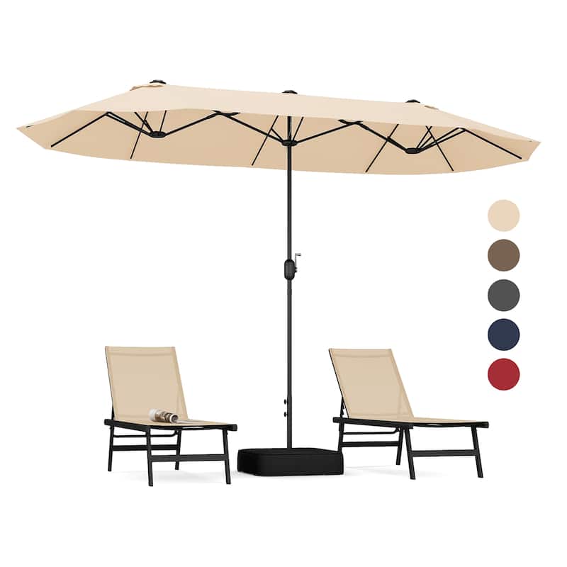 Gymax 13FT Double-sided Patio Umbrella w/ Crank Handle Umbrella Base