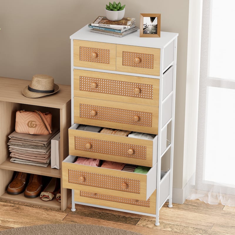 Vertical Storage Dresser 7-drawer Chest Closet Organizer Unit for Bedroom