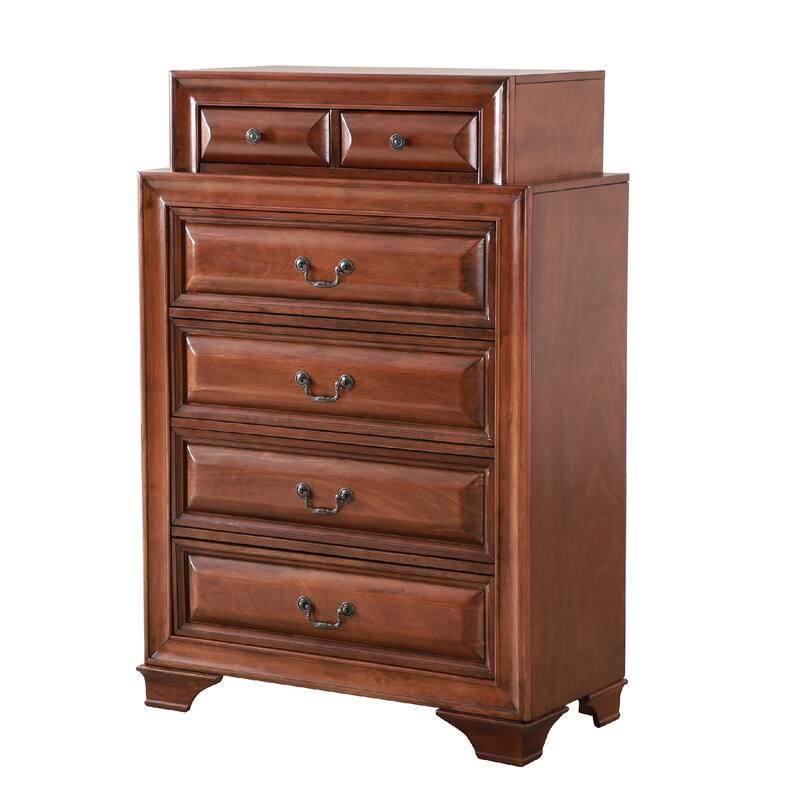 7-Drawer Wooden Bedroom Chest - 52" - Brown